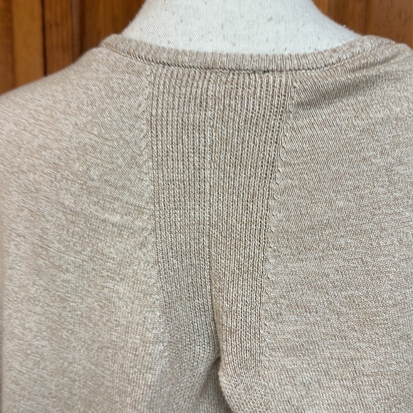 H by Halston V-neck Open Sleeves/Cape Back Heathered Tan Cotton/Rayon Sweater S - Picture 6 of 10